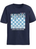 Blue Navy Caro-Kann Defense chess t-shirt, chess clothing, chess gifts, funny t-shirts, funny chess t-shirts