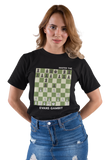 Black Evans Gambit chess Opening t-shirt, chess clothing, chess gifts, funny t-shirts, funny chess t-shirts