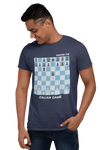 Blue Navy Italian Game Chess t-shirt, chess clothing, chess gifts, funny t-shirts, funny chess t-shirts