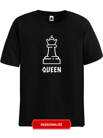 Black Presonalized Queen Chess t-shirt, chess clothing, chess gifts, funny chess t-shirts