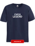 Navy Blue Chess Legend chess t-shirt, chess clothing, chess gifts, funny t-shirts, funny chess t-shirts