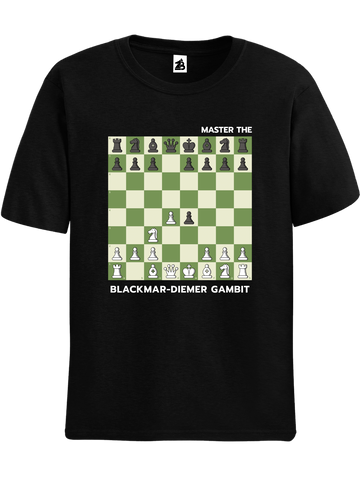 Blackmar-Diemer Gambit chess concept t-shirt, chess clothing, chess gifts, funny t-shirts, funny chess t-shirts