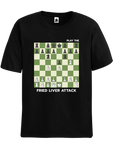 Black Fried Liver Attack chess t-shirt, chess clothing, chess gifts, funny t-shirts, funny chess t-shirts