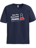 Navy Poisoned Pawn Chess t-shirt, chess clothing, chess gifts, funny t-shirts, funny chess t-shirts