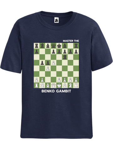 Benko Gambit chess t-shirt, chess clothing, chess gifts, funny t-shirts, funny chess t-shirts