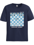 Elephant Gambit chess opening t-shirt, chess clothing, chess gifts, funny t-shirts, funny chess t-shirts