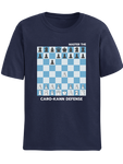 Blue Navy Caro-Kann Defense chess t-shirt, chess clothing, chess gifts, funny t-shirts, funny chess t-shirts