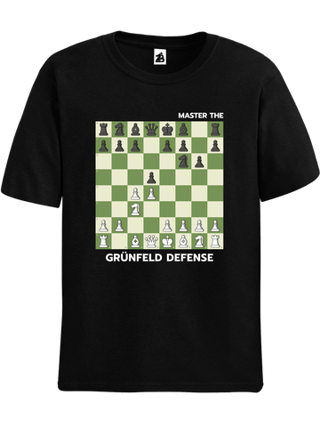 Black Grünfeld Defense chess t-shirt, chess clothing, chess gifts, funny t-shirts, funny chess t-shirts