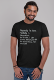 Black Physically I am here, mentally Chess t-shirt, chess clothing, chess gifts, funny t-shirts, funny chess t-shirts