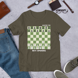Army Green Réti Chess opening t-shirt, chess clothing, chess gifts, funny chess t-shirts