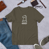 Army Green personalized Horsey Chess t-shirt, chess clothing, chess gifts, funny t-shirts, funny chess t-shirts