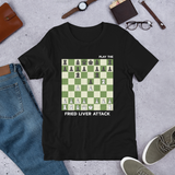 Black  Fried Liver Attack chess t-shirt, chess clothing, chess gifts, funny t-shirts, funny chess t-shirts