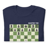 Navy Blue Ruy Lopez Chess opening t-shirt, chess clothing, chess gifts, funny chess t-shirts