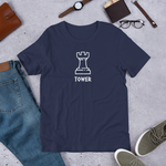 Navy Blue Rook Tower Chess t-shirt, Chess T-shirt, chess gifts, funny chess t-shirts