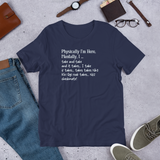 Navy Blue Physically I am here, mentally Chess t-shirt, chess clothing, chess gifts, funny t-shirts, funny chess t-shirts