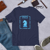 Navy Blue Knight Life Cycle Chess t-shirt, chess clothing, chess gifts, funny t-shirts, funny chess t-shirts
